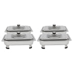 4/8 Stück Chafer-Pfannen-Buffet-Servierbehälter mit Deckel, rechteckiger Speisenwärmer-Pfannen-Servierbehälter