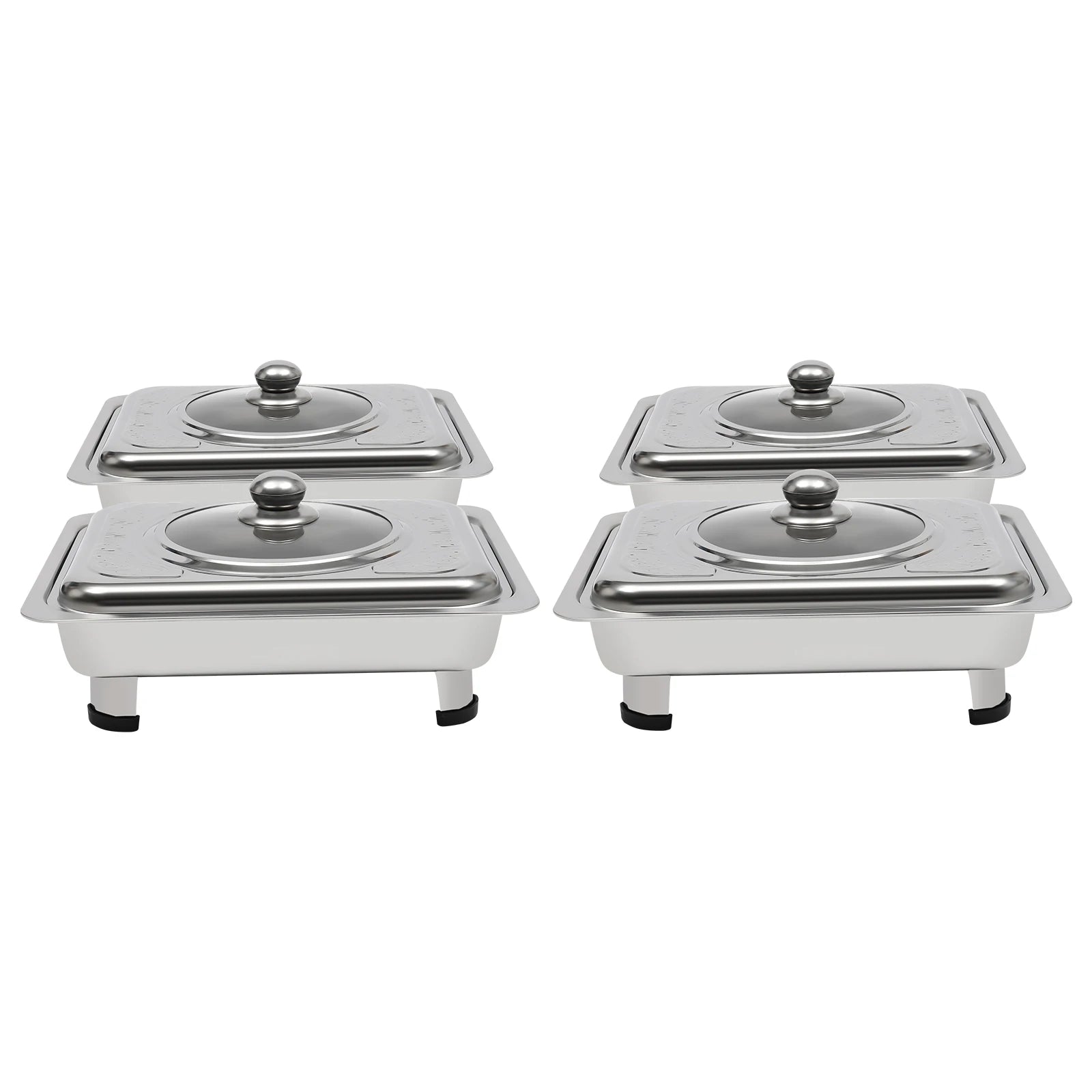 4/8 Stück Chafer-Pfannen-Buffet-Servierbehälter mit Deckel, rechteckiger Speisenwärmer-Pfannen-Servierbehälter