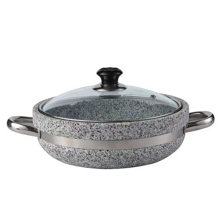 Pentola per zuppa in granito a riscaldamento diretto di grande formato, pietra moor sfrigolante, wok caldo, cottura del riso, pentola in pietra per servire il cibo