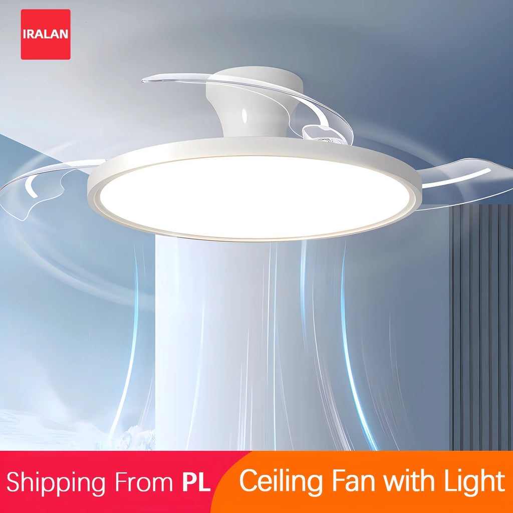 Ventilatore da Soffitto Semplice con Luce, Moderno Ventilatore Elettrico Intelligente con Pale Retrattili, Telecomando e Lampada Dimmerabile