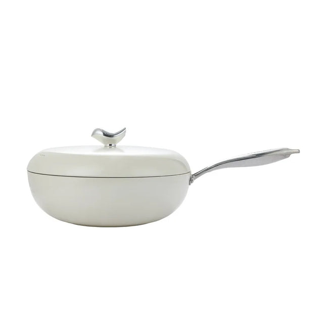 Padella Wok da 12 pollici Padella per uso domestico Padella antiaderente con coperchio in vetro Padella per famiglia PFOA - Lavabile in lavastoviglie gratuita