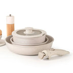 Set di pentole in granito antiaderenti da 5 pezzi con manico rimovibile Set di pentole da cucina per esterni Kit fornello da campeggio per camper a induzione con coperchio