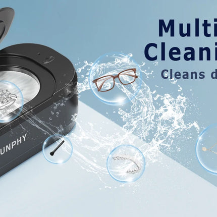 KUNPHY Pulitore per gioielli a ultrasuoni 12oz 46KHz Pulitore sonico professionale con funzionamento one-touch Pulitore sonico per anelli Occhiali