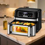 Friggitrice ad aria calda 12 litri EMPHSISM KDF-5512DTW con doppia camera regolabile e 8 programmi