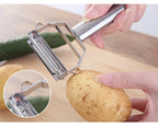 Multifunktionaler Kartoffelschäler aus Edelstahl für Küche, Obst, Gemüse, Kartoffeln, Karotten, Gurken, Julienne-Reibe, langlebiger Gemüsehobel