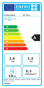 Cybertake S2 Pro Portable Klimaanlage, 5100 BTU Kühlen und 6100 BTU Heizen, Energieklasse A 2.9 EER, leises AC-Gerät mit 4 Modi, wasserdicht IPX4 für Camping, Wohnmobile, Zelte