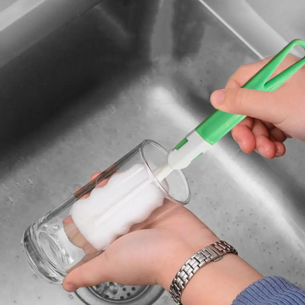 Weiche Schwammtassenbürste Langer Griff Schwammflaschenbürste Schwammreinigungsbürste Wasserflasche Glasbecher Reinigungsgerät