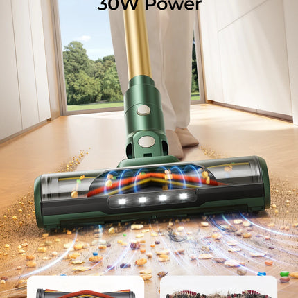 Laresar V12 Aspirapolvere Senza Fili Potente 600W 65000PA, Ricarica Rapida 2H, Batteria Rimovibile e Display Intelligente
