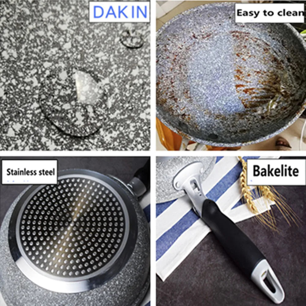 Durable Stein-Bratpfanne Wok Antihaft-Keramiktopf Induktionsfritteuse Steak Kochen Gasherd Pfanne Kochgeschirr Werkzeug für Küchenset