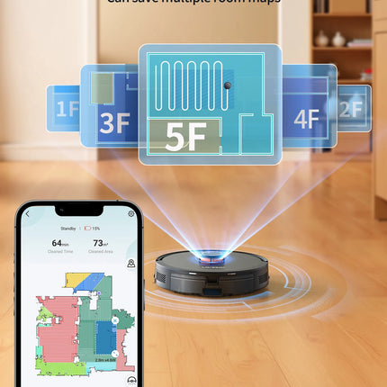 Laresar L20 Robot Vacuum Cleaner with 5000Pa Suction, LDS Navigation, Auto-Empty Station, Smart APP Control for Floors and Carpets
