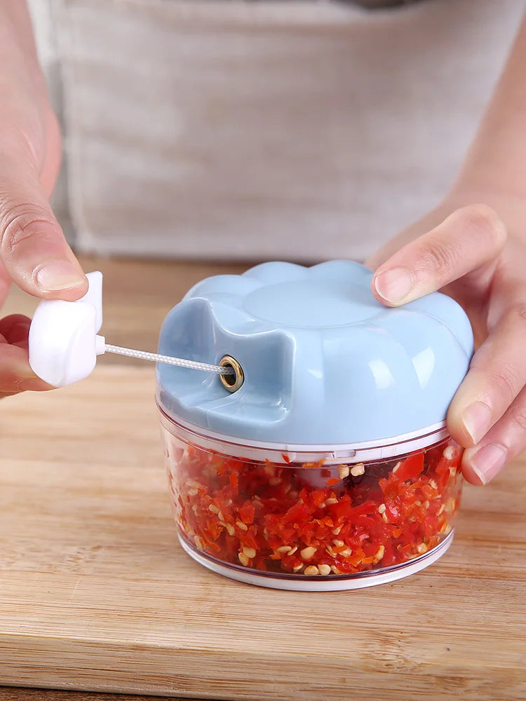 Mini Multifunktionsmixer, Knoblauchhacker, Lebensmittel- und Gemüseschneider, manueller Fleischwolf, Knoblauchpresse für die Küche