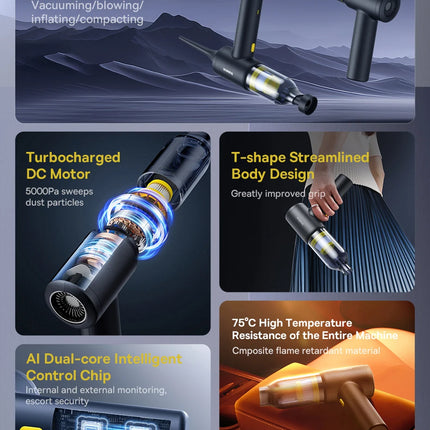 Baseus Car Vacuum Cleaner Cordless Car Air Blower Gun Powerful Handheld Auto Cleaning Appliance Wireless Vehicle Cleaner