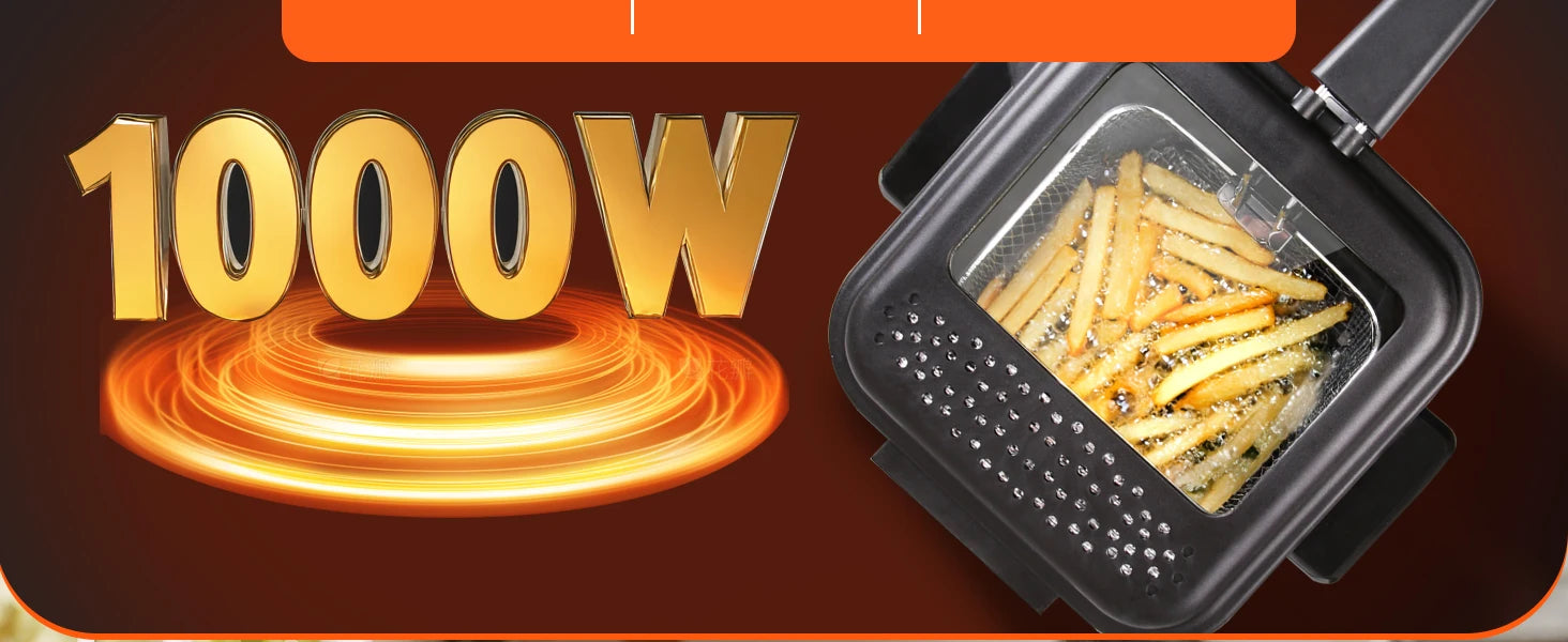 Aigostar Fries 30IZD 1.5L Friggitrice Compatta in Acciaio Inossidabile 1000W con Finestra di Visualizzazione e Controllo Temperatura