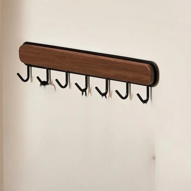 Mensola Portaspezie da Cucina in Legno di Noce, Montaggio a Parete Senza Foratura, Organizzatore per Condimenti