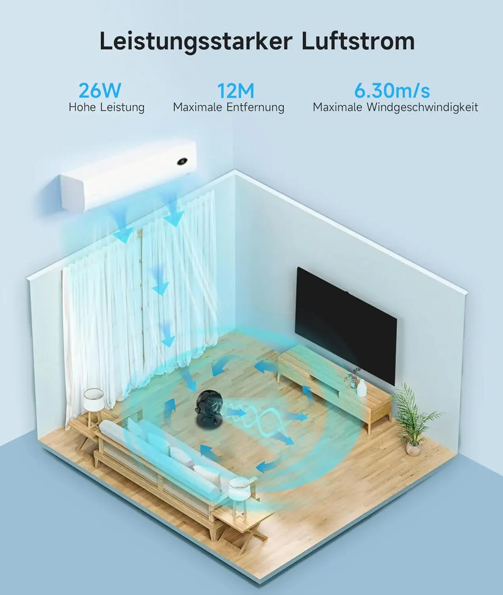 Ventilatori silenziosi WOWDSGN, 6 velocità regolabili, 3 modalità, 22 dB, neri, timer da 9 ore, ventilatore da tavolo per scrivania da ufficio per studenti, cucine, soggiorno