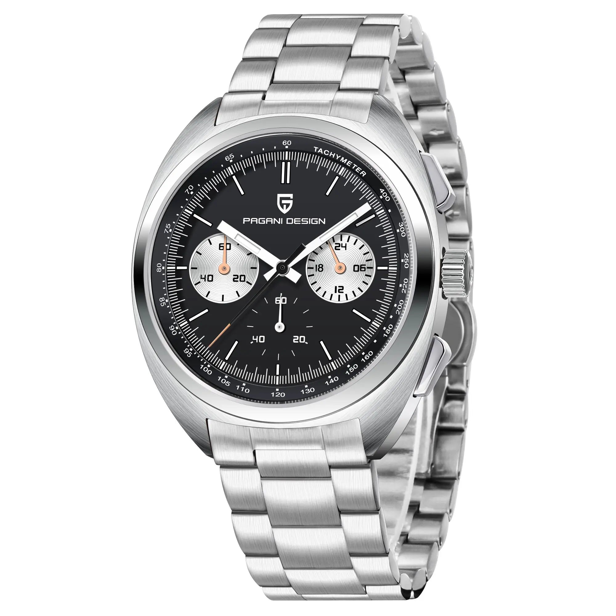 PAGANI DESIGN Orologio da polso al quarzo uomo Retro Panda Cronografo Vetro zaffiro