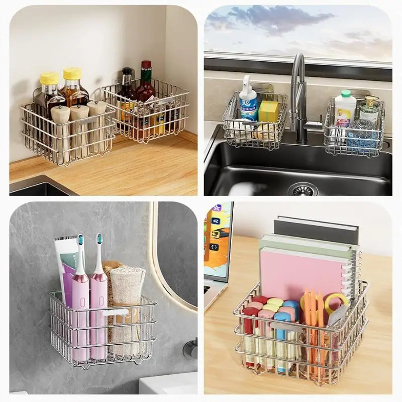 1Pc Cipolla Zenzero Aglio Scaffale Da Cucina Appeso A Parete Condimenti Spezie Verdura Frutta Rack di Stoccaggio Cestino di Scarico A Parete Punch-Free