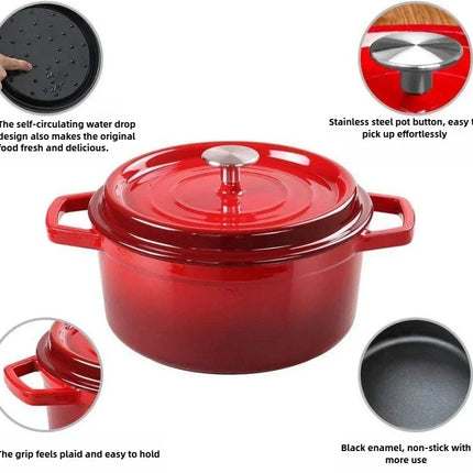 Household Soup Pot Enamelled Pot with Lid Ceramic Enamel Heat-Resistant Two-Ear Non-Stick Pot Gas Induction Cooker Kitchen Utensils