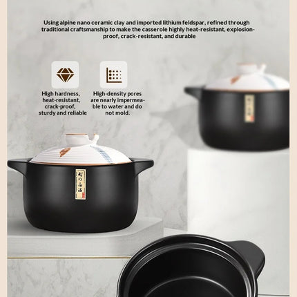 Ceramic Pots Clay Pot Gas Stove Safe Durable Heat Resistant Crack Proof Casserole Stew Soup Clay Pot Rice Cooker