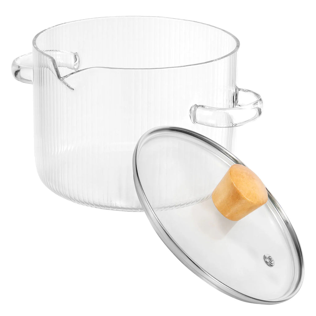 1600ml/2300ml Glas Topf Transparenter Borosilikatglas-Topf mit Deckel Multifunktionaler Schmortopf zum Kochen