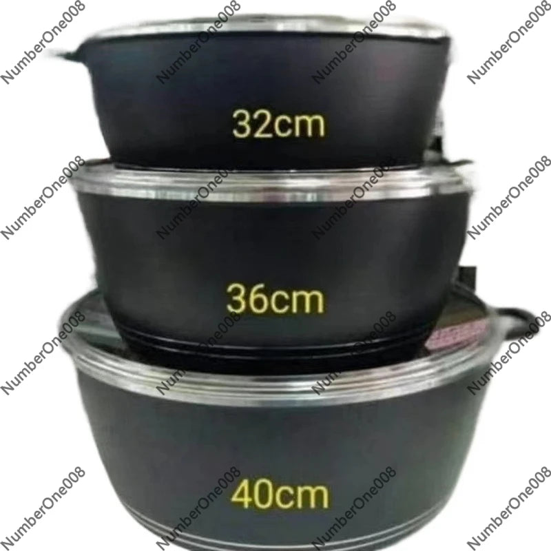 Set di pentole in alluminio e granito antiaderente da 32/36/40 cm, set di pentole da cucina di grandi dimensioni con coperchi, casseruola antiaderente per la casa