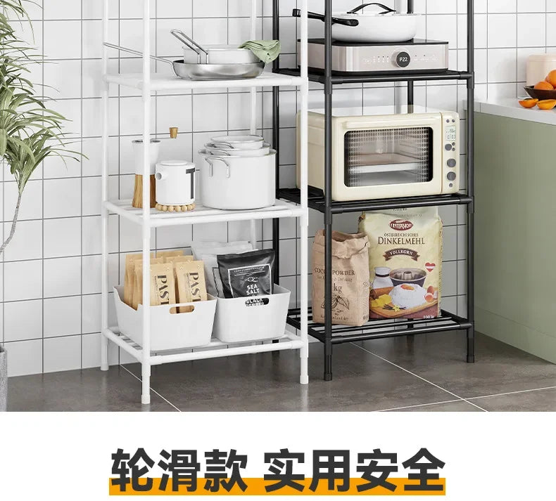 Scaffale da pavimento multistrato da cucina, scaffale da parete integrato rimovibile per uso domestico