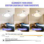Ventilatore da soffitto JOYINLED con illuminazione e telecomando, pale retrattili a scomparsa, luce dimmerabile, silenzioso, 3 velocità per camera da letto