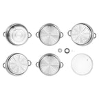 26 cm 5-stöckiger Edelstahl-Dampfgarer, langlebiger Dampftopf mit Glasdeckel