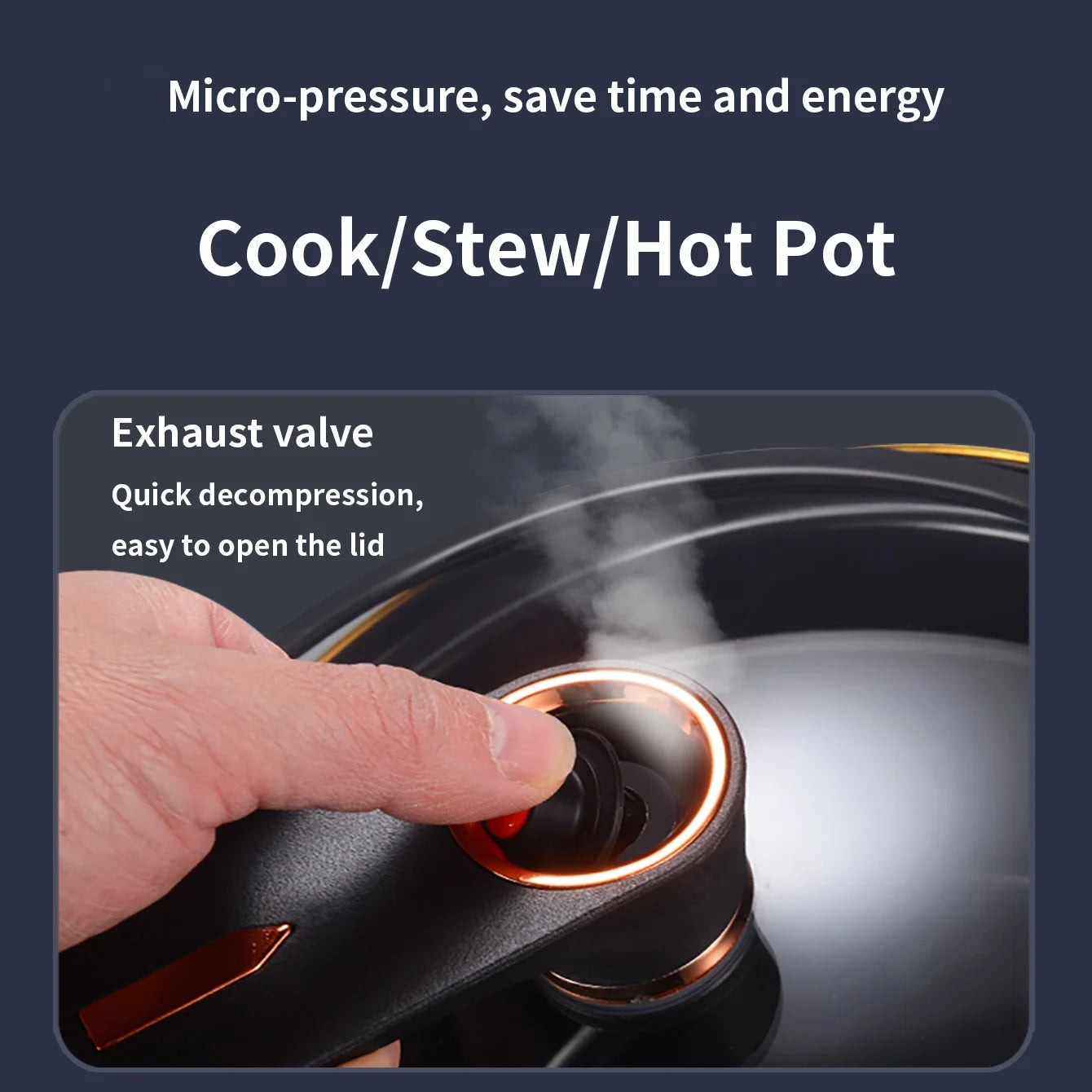 1 pentola a pressione Fat Daddy Micro, grande capacità da 7 litri, 26 cm, adatta per uso domestico, pentola antiaderente multifunzionale per stufare e cucinare zuppe, compatibile con piani cottura a induzione e fornelli a ga