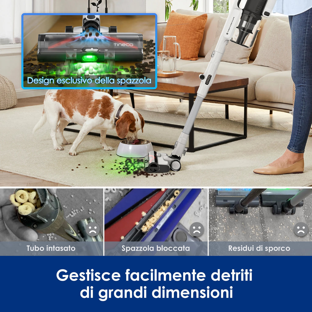 Tineco PURE ONE A50S Kabelloser Staubsauger, 185 W Saugleistung, 70 Minuten Laufzeit, 1 L Staubbehälter, 3DSense Bürste, Bewältigt problemlos groben Schmutz
