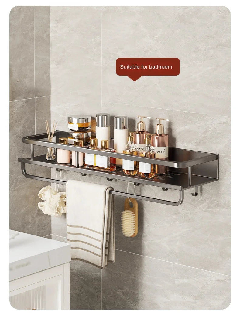Scaffale di stoccaggio multifunzionale da cucina di lusso leggero, portaspezie a parete, condimento senza fori, portaoggetti da parete in acciaio inossidabile