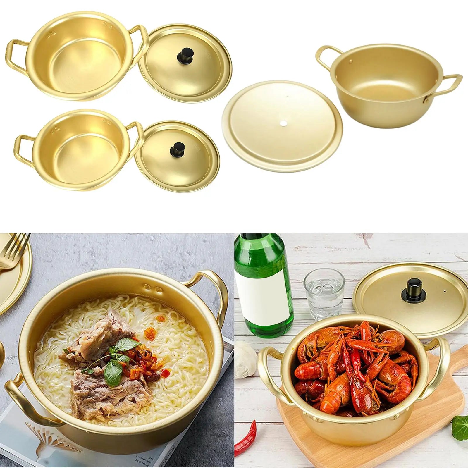 Koreanischer Ramen-Topf Nudeln Paomian Verdickter gelber Aluminiumtopf Suppentopf Hot Pot Goldene Küche Kochgeschirr Wok