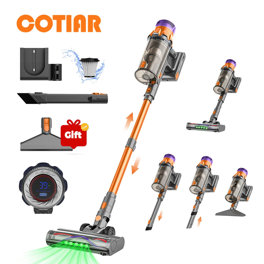 Cotiar 650W 60kPa Kabelloser Staubsauger Stielstaubsauger Handstaubsauger 70 Minuten Laufzeit Multifunktional S25
