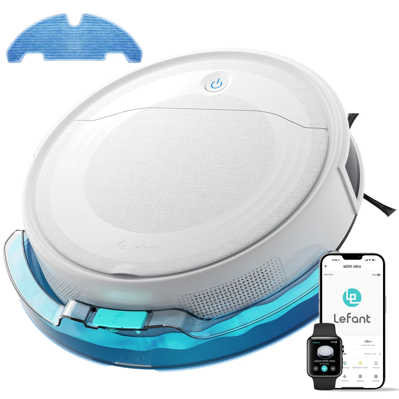 LEFANT M310 Ultra Saug- und Wischroboter, 6000Pa Saugkraft, ToF-Navigation mit 190° PSD-Sensor, 170 Min. Laufzeit, APP/Alexa-kompatibel, ideal für Tierhaare und Hartböden