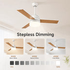Ventilatore da Soffitto LED 2-in-1 con Luce, Telecomando, Dimmerabile, Reversibile, Silenzioso, 6 Velocità, per Camera da Letto, Soggiorno, Sala da Pranzo
