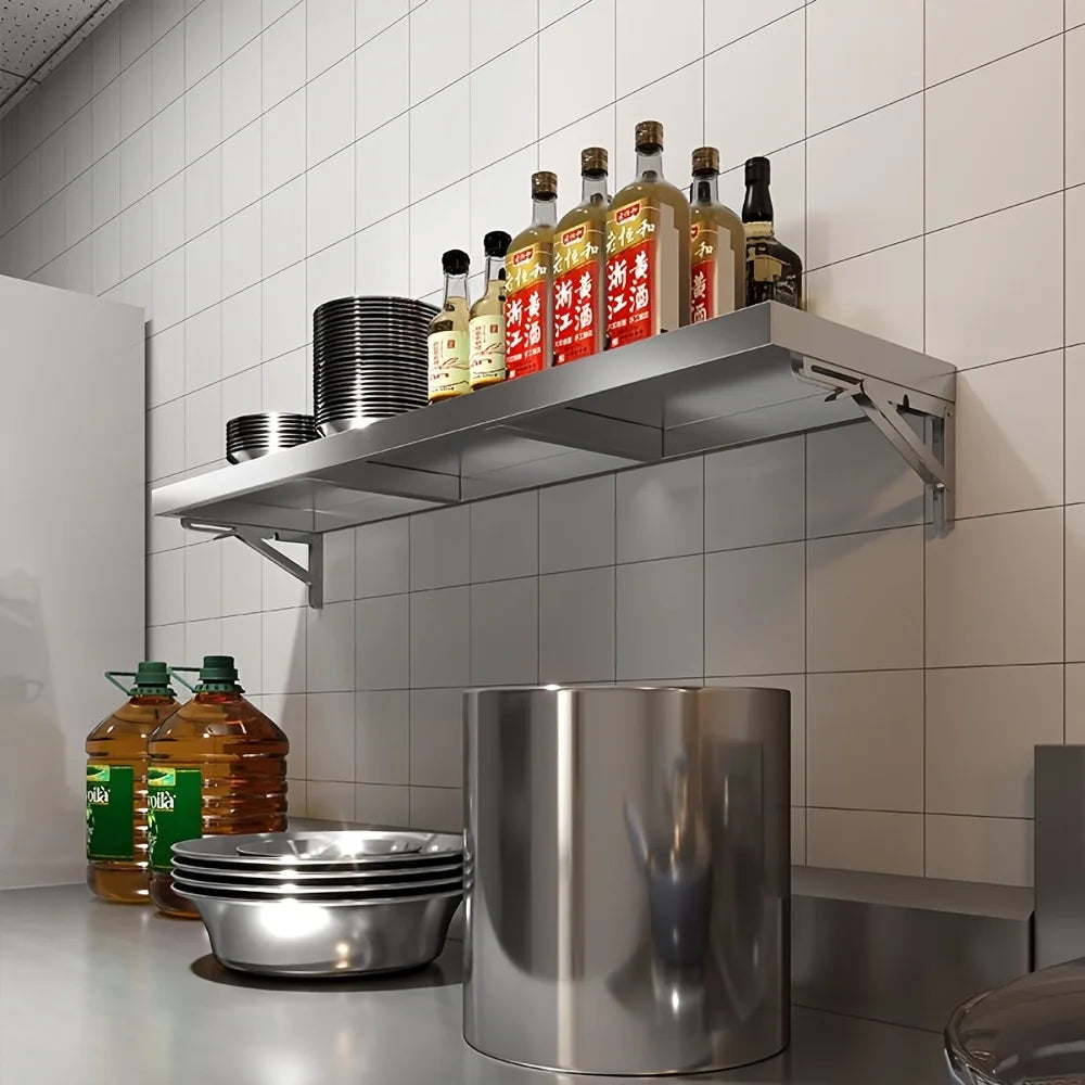 Mensola a muro in acciaio inossidabile: design pieghevole salvaspazio, resistente alla ruggine e facile da pulire, scaffale da cucina a 4 livelli