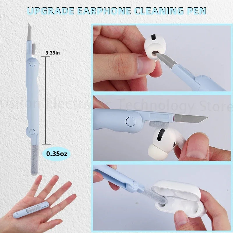 Kit di pulizia 7-in-1 per tastiera del computer, penna per la pulizia degli auricolari, strumenti per la pulizia di telefono e iPad, estrattore per copritasti