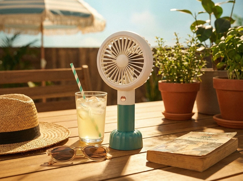 Retro Mini-Handventilator, wiederaufladbar über USB, 3 Windgeschwindigkeiten, batteriebetrieben, Tischventilator, geeignet für Zuhause, Büro, Schlafzimmer, Reisen und Outdoor.