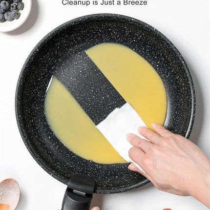 MICHELANGELO Set Padelle Antiaderenti con Manico Rimovibile, Rivestimento in Granito, Padelle Atossiche per Bistecche, Omelette, Adatte al Forno