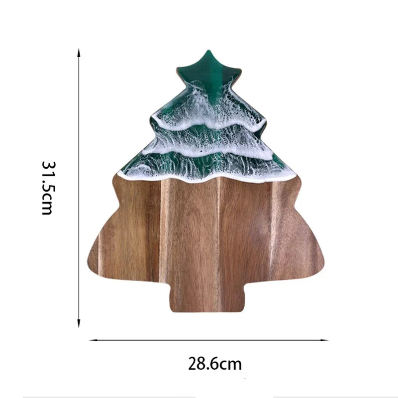 Schneidebrett aus Akazienholz mit Wellen aus Meeresharz und Epoxidharz, Kochpfanne, Essenszubereitung, Servierplatte, Käse- und Schneidebrett