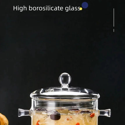 1350/1900 ml Ciotola per zuppa in vetro borosilicato alto con manico, pentola in vetro resistente al calore con coperchio, pentola trasparente