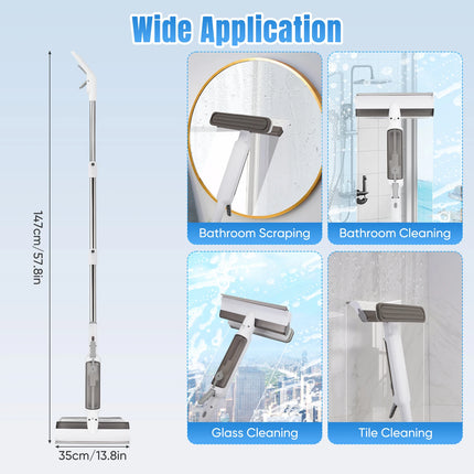 Double-sided external window brush with integrated water spray and squeegee, strong suction, for domestic use