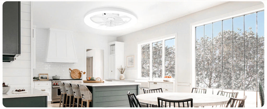 Ventilatore da Soffitto Intelligente XINGOO Nordic con Luce e Telecomando, Decorazione per Camera da Letto, Ventilatore con Pale Invisibili