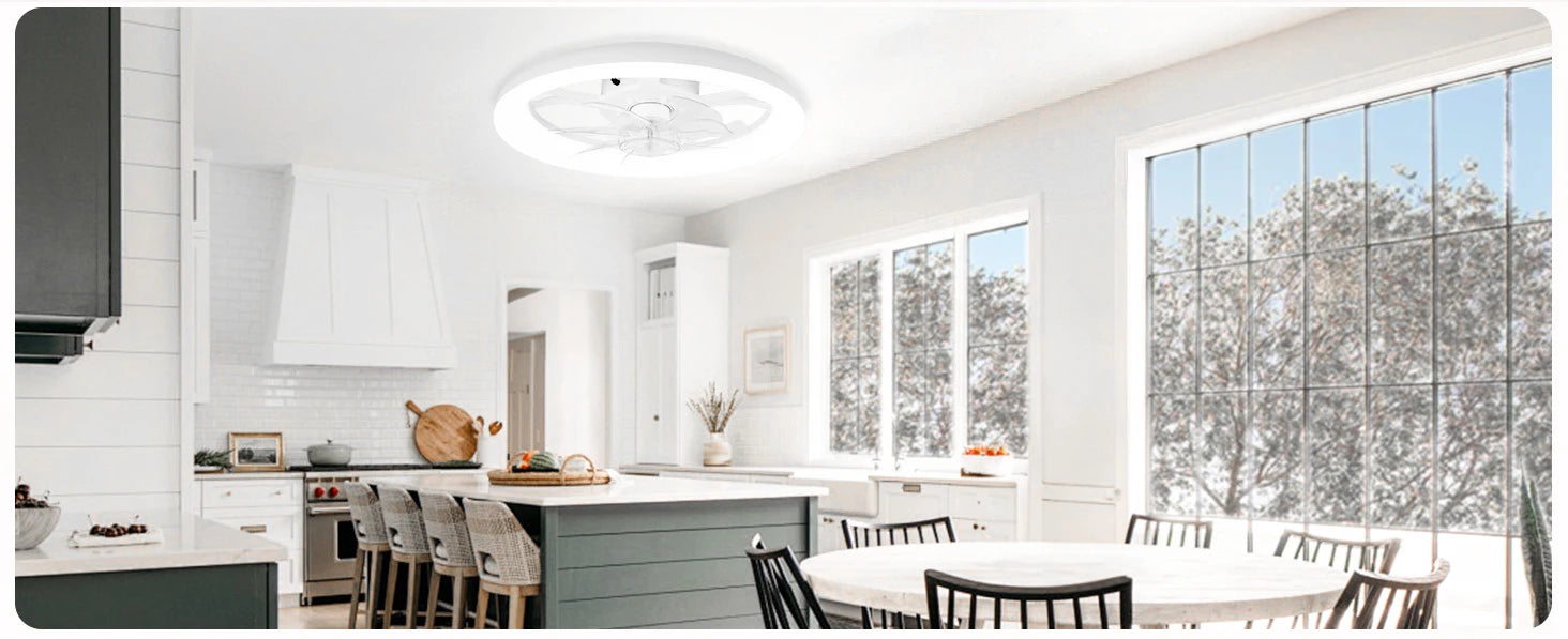 Ventilatore da Soffitto Intelligente XINGOO Nordic con Luce e Telecomando, Decorazione per Camera da Letto, Ventilatore con Pale Invisibili