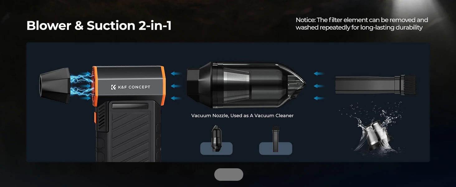300000 giri/min aspirapolvere LED magnetico elettrico spolverino compresso 2-in-1 ventilatore d'aria e aspirazione per computer, tastiera portatile, pulizia della fotocamera