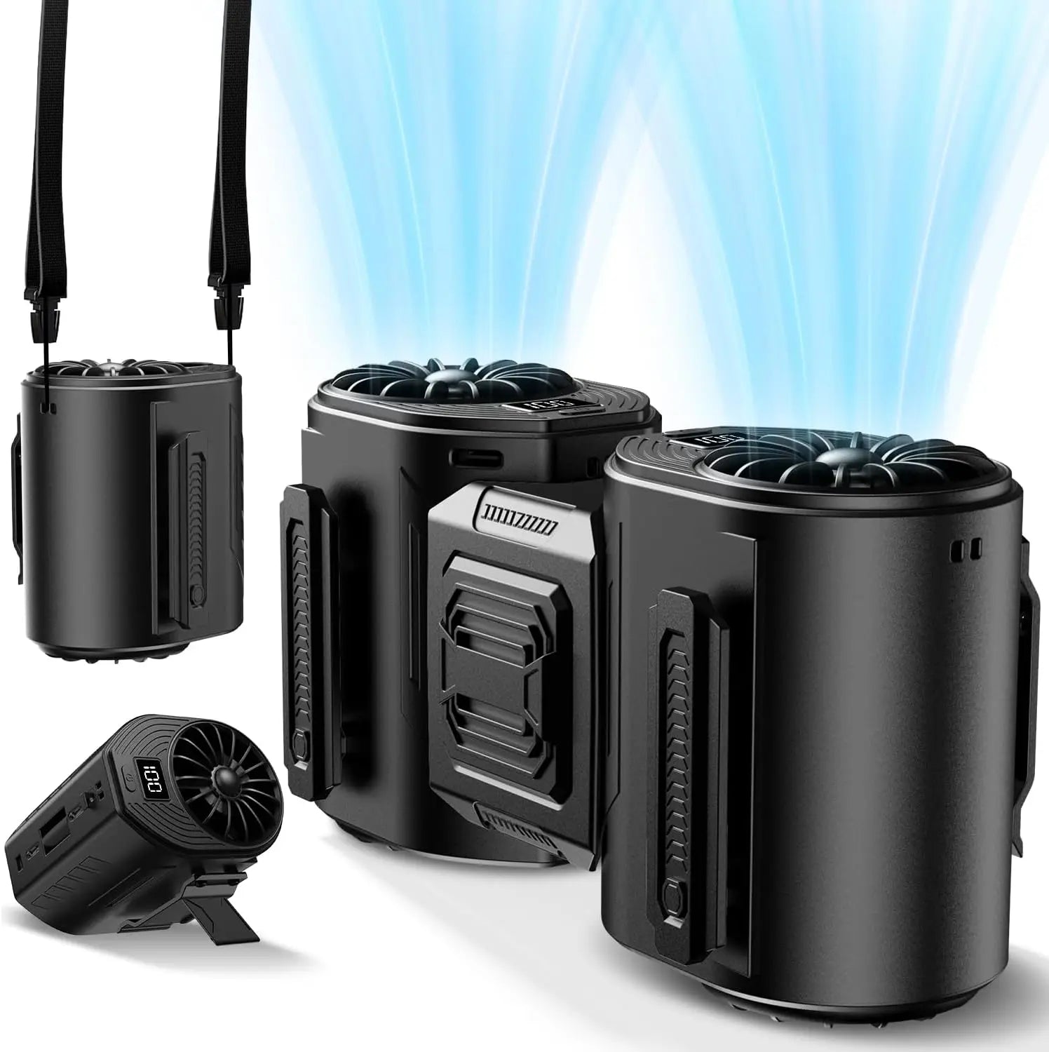 Ventilatore Portatile da Indossare in Vita con Sistema a Doppia Ventola Ricaricabile USB-C |   Ventilatori ricaricabili, ventilatori portatili
