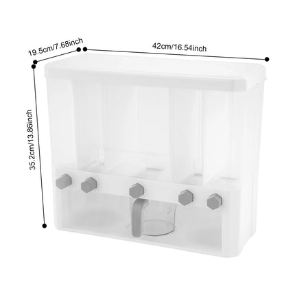 5-Compartment Rice Dispenser, Dry Food Storage Container, 33 LBS Capacity, Pantry Organizer with Measuring Cup for Cereal and Legumes