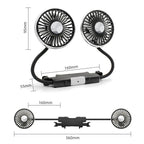 Ventilatore di raffreddamento per sedile auto EAFC a 3 velocità, ricarica USB, doppia testa, illuminazione LED, rotazione a 360 gradi, raffreddatore per il collo, per uso domestico e viaggi