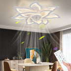 Ventilatore da soffitto con lampada LED, in acrilico a forma di loto, 6 velocità, silenzioso, a risparmio energetico, con luce integrata