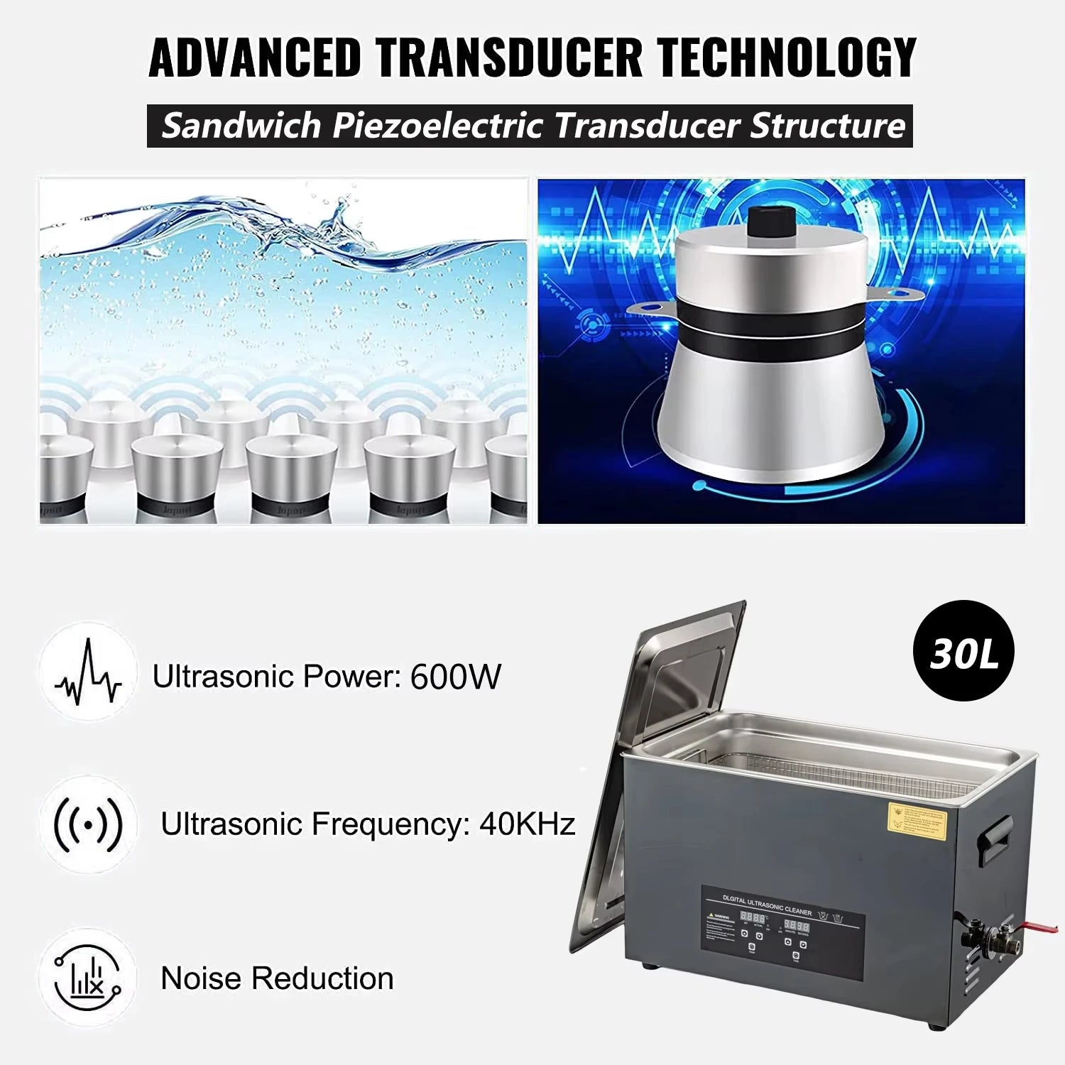 2L/3L/6L/10L/15L/30L Ultraschallreiniger, digitale Heizung, 40kHz Edelstahl Ultraschallreinigungsmaschine, Haushaltsgerät